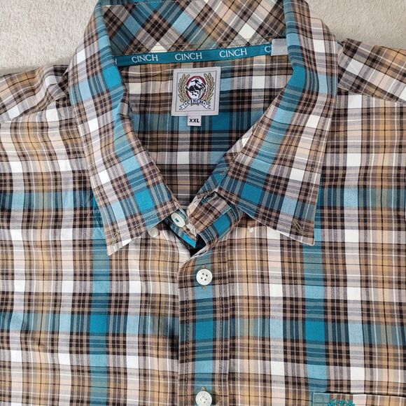 CINCH Men  Size XXL 2XL Plaid Multi Button Down Long Sleeve Casual Rodeo Ranch - Picture 5 of 10